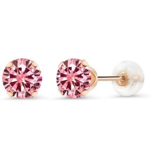 10k Rose Gold Pink Diamond Earrings